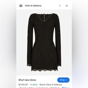 NWT Dolce & Gabbana long-sleeve lace minidress size 4